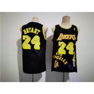 NBA Lakers 24 Kobe Bryant Black Throwback Men Jersey
