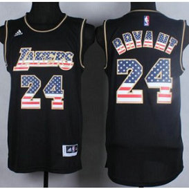 NBA Lakers 24 Kobe Bryant Black USA Flag Men Jersey