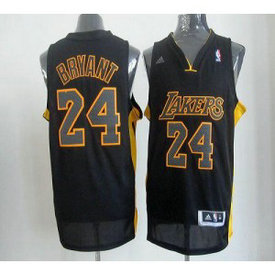NBA Lakers 24 Kobe Bryant Black With Gold Men Jersey