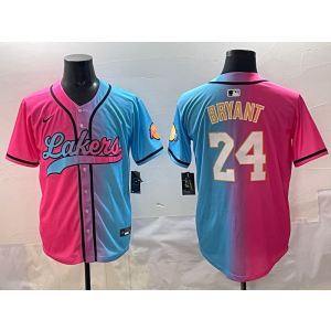 NBA Lakers 24 Kobe Bryant Blue Pink Split Baseball Vapor Limited Men Jersey