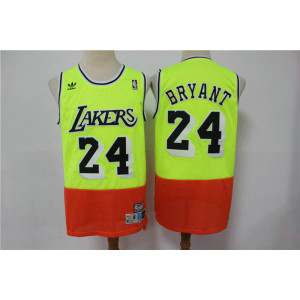 NBA Lakers 24 Kobe Bryant Fluorescent Green Orange Split Hardwood Classics Men Jersey