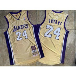 NBA Lakers 24 Kobe Bryant Gold Hall of Fame Memorial Edition Men Jersey