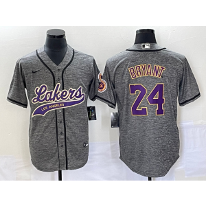 NBA Lakers 24 Kobe Bryant Grey Baseball Nike Men Jersey
