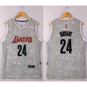 NBA Lakers 24 Kobe Bryant Grey City Light Men Jersey
