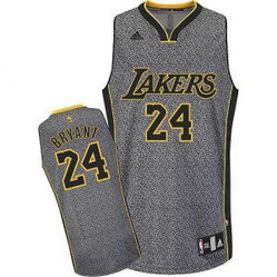 NBA Lakers 24 Kobe Bryant Grey Static Men Jersey