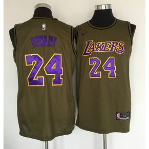 NBA Lakers 24 Kobe Bryant Olive Nike Swingman Men Jersey