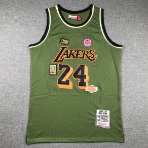 NBA Lakers 24 Kobe Bryant Olive Throwback Men Jersey