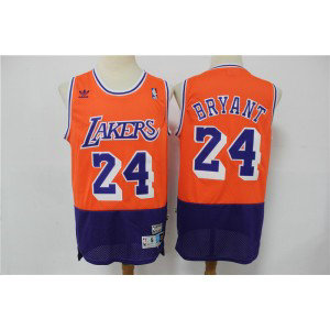 NBA Lakers 24 Kobe Bryant Orange Navy Split Hardwood Classics Men Jersey