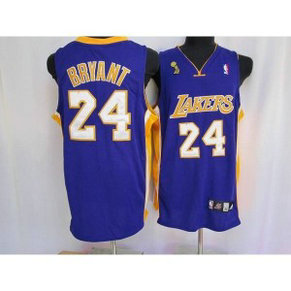 NBA Lakers 24 Kobe Bryant Purple Champion Patch Men Jersey