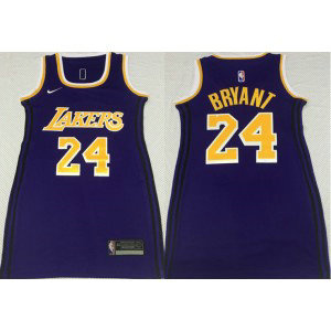 NBA Lakers 24 Kobe Bryant Purple Nike Women Dress Jersey