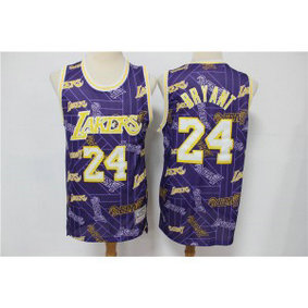 NBA Lakers 24 Kobe Bryant Purple Tear Up Pack Hardwood Classics Men Jersey