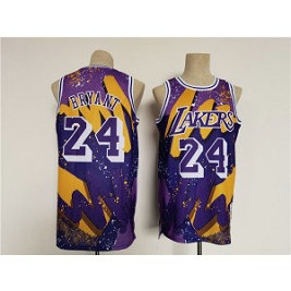 NBA Lakers 24 Kobe Bryant Purple Throwback Basketball Men Jersey
