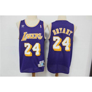 NBA Lakers 24 Kobe Bryant Purple Throwback Men Jersey