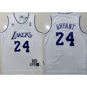 NBA Lakers 24 Kobe Bryant White Hardwood Classics Men Jersey