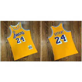 NBA Lakers 24 Kobe Bryant Yellow 60th Anniversary 2007-08 Hardwood Classics Men Jersey