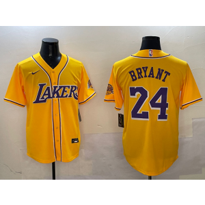 NBA Lakers 24 Kobe Bryant Yellow Baseball Vapor Limited Men Jersey