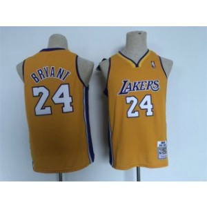 NBA Lakers 24 Kobe Bryant Yellow Basketball Youth Jersey