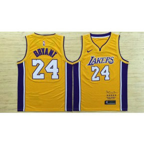 NBA Lakers 24 Kobe Bryant Yellow Black Mamba Swingman Nike Men Jersey