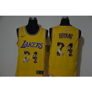 NBA Lakers 24 Kobe Bryant Yellow Nike Fashion Men Jersey