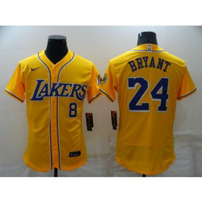 NBA Lakers 24 Kobe Bryant Yellow Nike Men Jersey