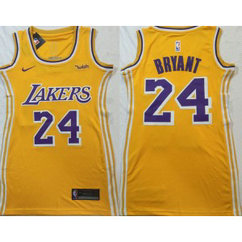 NBA Lakers 24 Kobe Bryant Yellow Nike Women Jersey