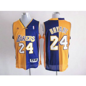 NBA Lakers 24 Kobe Bryant Yellow-Purple Split Men Jersey