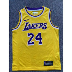 NBA Lakers 24 Kobe Bryant Yellow Youth Jersey