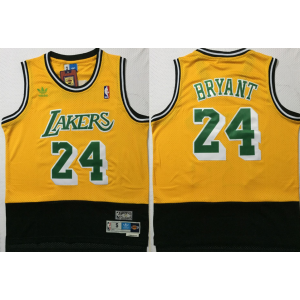 NBA Lakers 24 Kobe Bryant yellow black Split Hardwood Classics Men Jersey