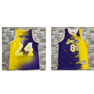 NBA Lakers 24 Kobe Yellow Purple Split Throwback Men Jersey