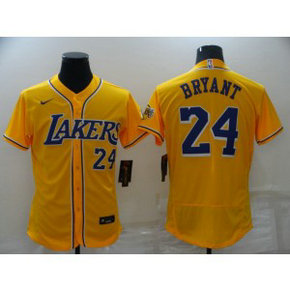 NBA Lakers 24 Yellow Baseball Men Jersey