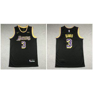 NBA Lakers 3 Anthony Davis Black Gold Nike Men Jersey