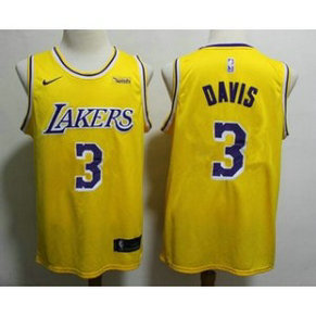 NBA Lakers 3 Anthony Davis Yellow Nike Swingman Men Jersey With Logo
