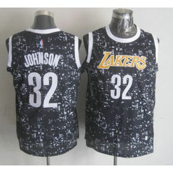 NBA Lakers 32 Magic Johnson Black City Luminous Men Jersey