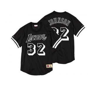 NBA Lakers 32 Magic Johnson Black Short Sleeve Mitchell & Ness Men Jersey