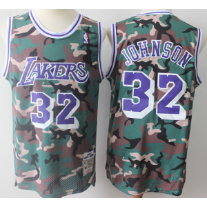 NBA Lakers 32 Magic Johnson Camo Hardwood Classics Men Jersey