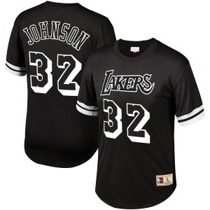 NBA Lakers 32 Magic Johnson Mitchell & Ness Black Mesh Men Jersey