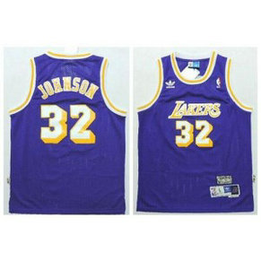 NBA Lakers 32 Magic Johnson Purple Throwback Youth Jersey