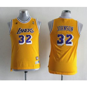 NBA Lakers 32 Magic Johnson Yellow Throwback Youth Jersey