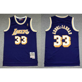 NBA Lakers 33 Abdul-Jabaar Purple Throwback Mitchell And Ness Men Jersey
