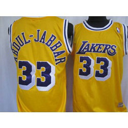 NBA Lakers 33 Abdul-Jabaar Yellow Throwback Men Jersey