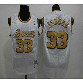 NBA Lakers 33 Abdul-Jabbar White Throwback Men Jersey