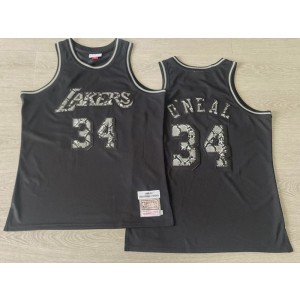 NBA Lakers 34 Leather Snakeskin Shaquille Neal 1996-97 Hardwood Classics Men Jersey