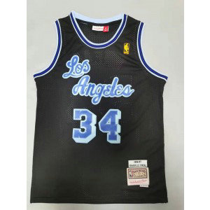 NBA Lakers 34 Shaquille O'Neal Black Throwback Men Jersey