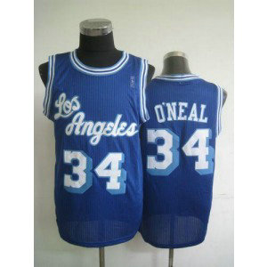 NBA Lakers 34 Shaquille O'Neal Blue Throwback Men Jersey 1