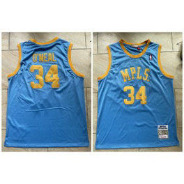 NBA Lakers 34 Shaquille O'Neal Blue Throwback Men Jersey