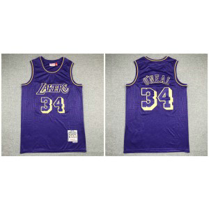 NBA Lakers 34 Shaquille O'Neal Purple 1996-97 Hardwood Classics Men Jersey 1