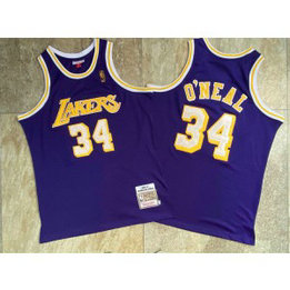NBA Lakers 34 Shaquille O'Neal Purple 1996-97 Hardwood Classics Men Jersey