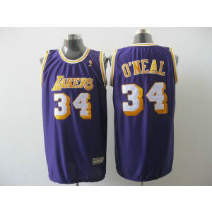 NBA Lakers 34 Shaquille O'Neal Purple Men Jersey