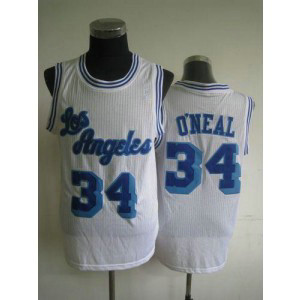NBA Lakers 34 Shaquille O'Neal White Throwback Men Jersey 1