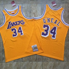 NBA Lakers 34 Shaquille O'Neal Yellow 1996-97 Hardwood Classics Men Jersey